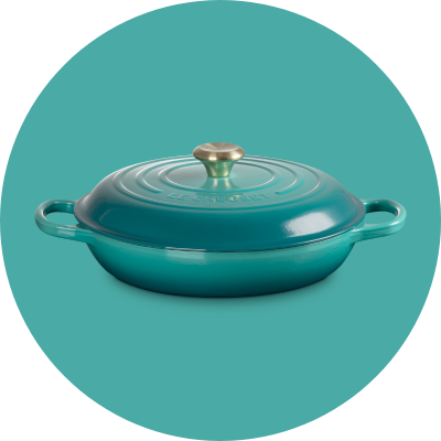 Le Creuset Buffet Casserole Bleu Riviera Light Gold Knob